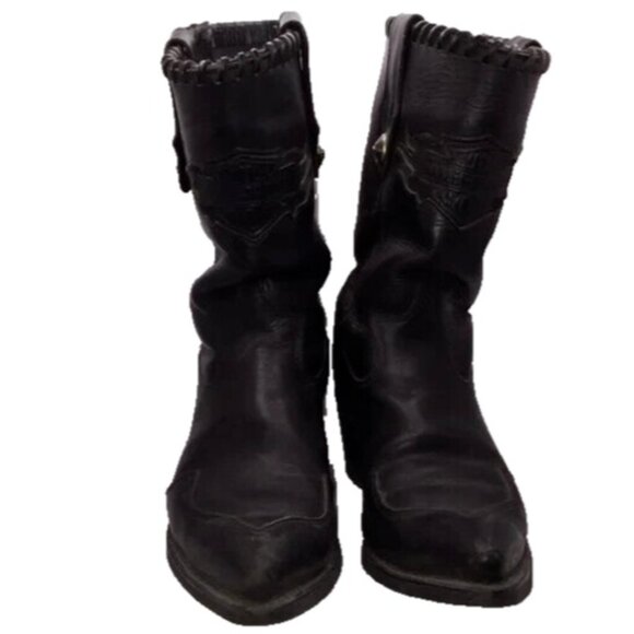 Harley Davidson Ladies Black Leather Motorcycle Riding Boots Size 8M USA Made - Picture 5 of 16